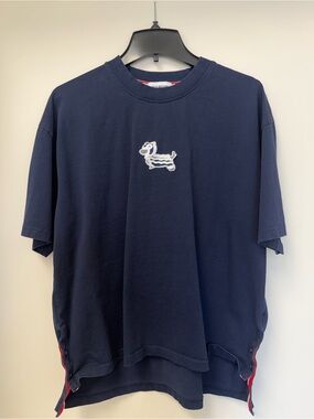 Navy Blue Tee with Small Embroidered Dog